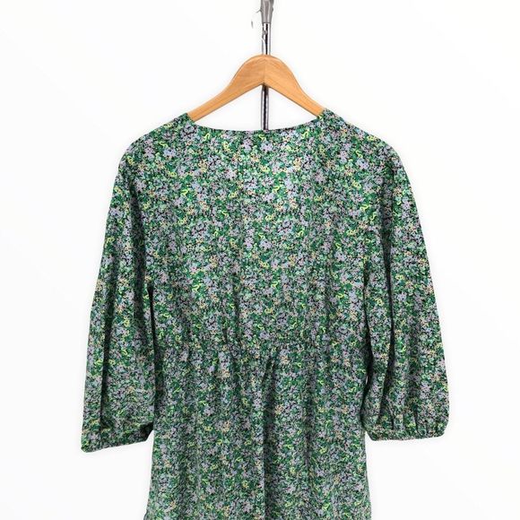 New Look Maternity Blue Floral Ruffle Trim Faux Wrap Mini Dress NWT - Picture 6 of 11